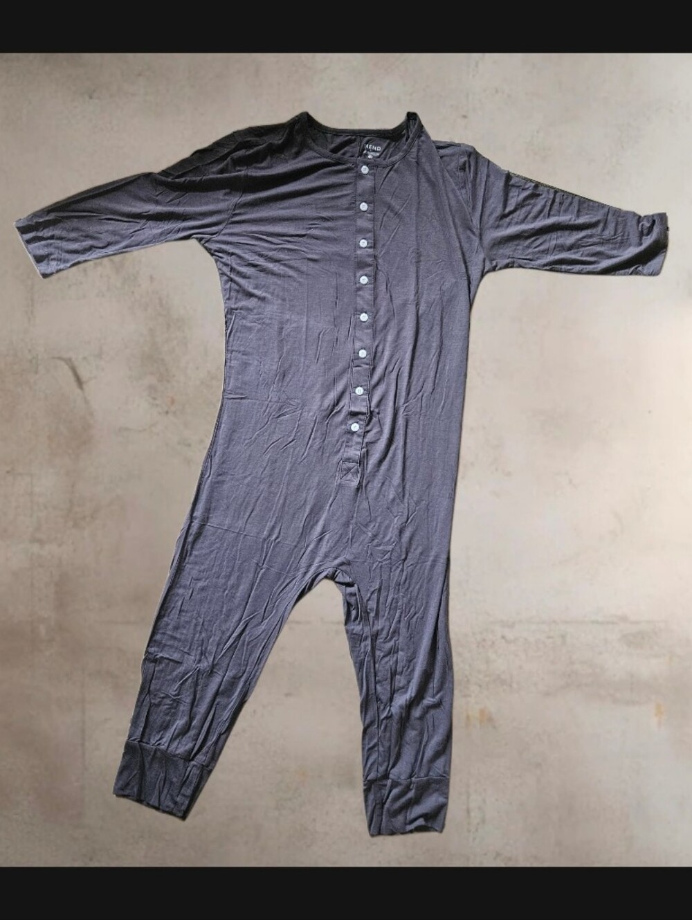CheapUndies Greyone-piece henley pajama Loungewear XL